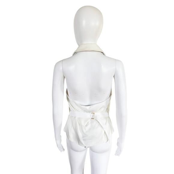 SERGIO HUDSON IVORY LIGHT WEIGHT DENIM HALTER VEST - Picture 10 of 11